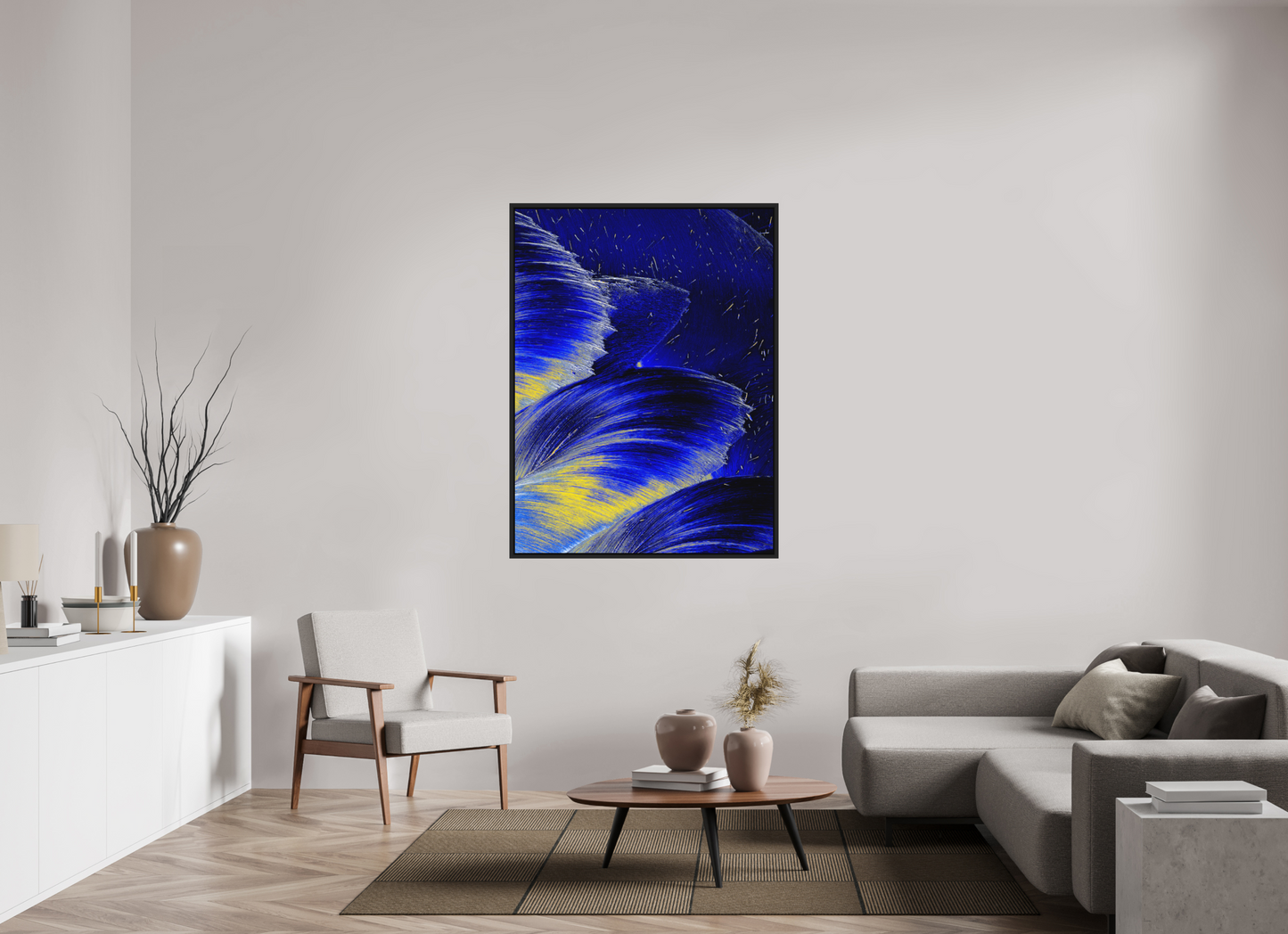 105 x 140 cm, CAISSE US - NOIR EPH-POP #032 Bleu